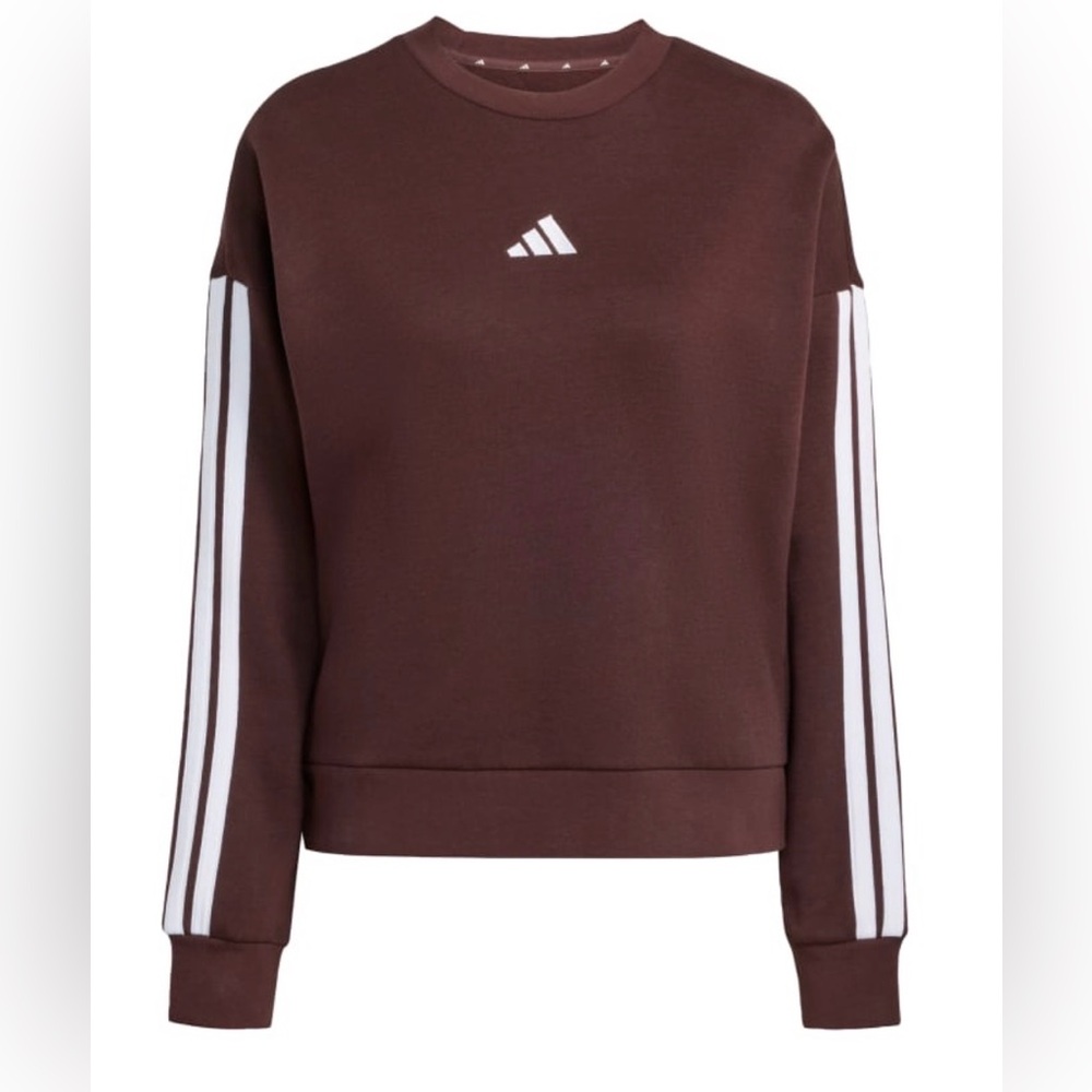 Adidas Women's Brown Sweatshirt with White Stripes